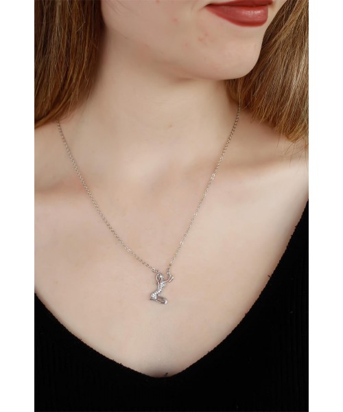 Zirkon Taşlı Bayan Metal Kolye