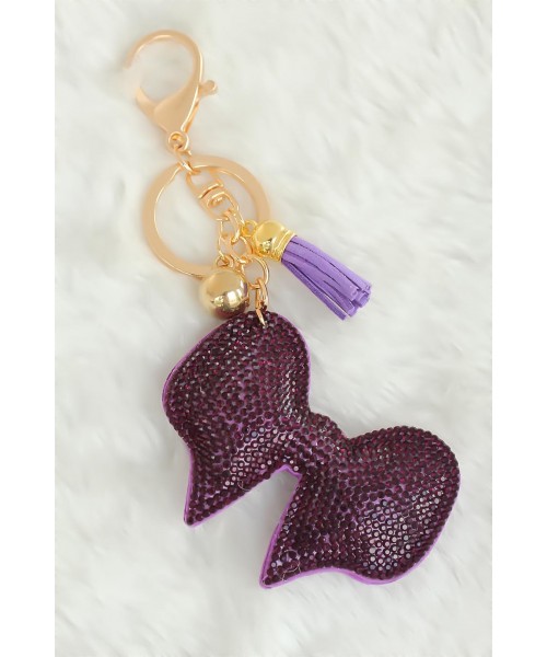 Koyu Mor Taşlı Fiyonk Anahtarlık