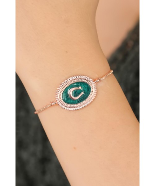 Taşlı Asansör Zincirli Bayan Bileklik