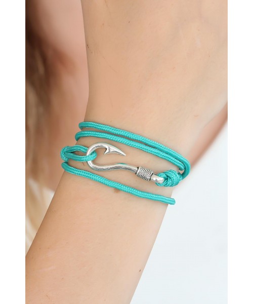 Turkuaz Renk Gümüş Metal Kancalı Bayan Çoklu Bileklik
