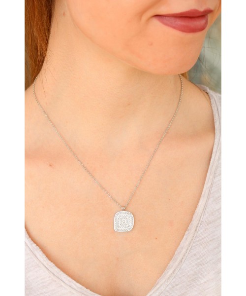 Zirkon Parlak Taşlı Metal Trend Bayan Kolye