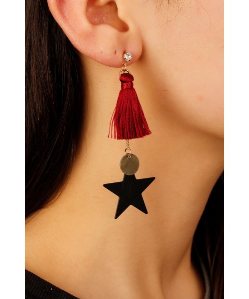 Yıldız Ve Püskül Tasarımlı Bayan Küpe