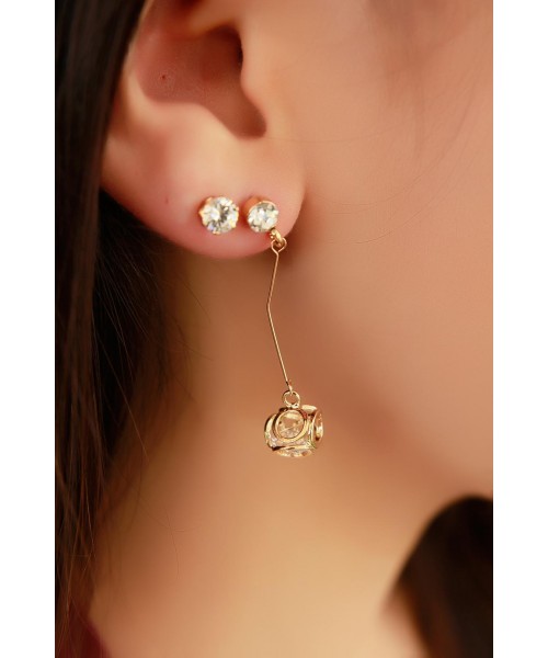 Sarı Kaplama Renk Tasarımlı Bayan Sallantı Küpe