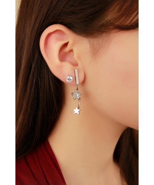 Gri Renk Tasarımlı Yıldız Figürlü Bayan Sallantı Küpe