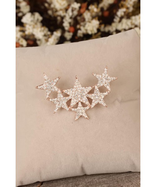 Zirkon Taşlı Yaprak Figürlü Broş