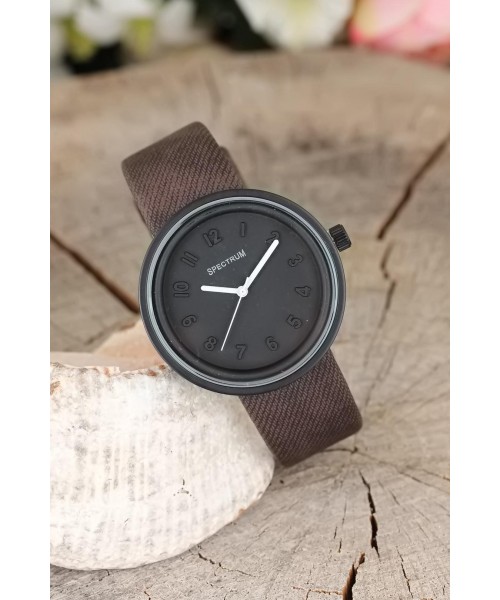 Yuvarlak Kasa Koyu Kahve Renk Kot Kordonlu Bayan Kol Saati