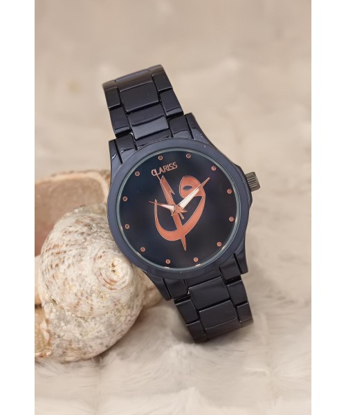 Elif Vav Figürlü Lacivert Renk Metal Clariss Marka Bayan Kol Saati