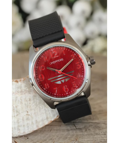 Siyah Silikon Kordonlu Füme Spor Metal Kasalı Bayan Kol Saati