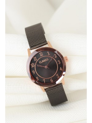 Füme Renk Kaplama Hasır Metal Kordonlu Kahverengi Metal Kasa Clariss Marka Bayan Saat Füme Renk Kaplama Hasır Metal Kordonlu Kahverengi Metal Kasa Clariss Marka Bayan Saat