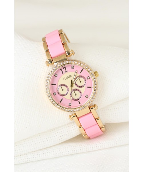 Clariss Marka Pembe Ve Dore Renk Bayan Kol Saati