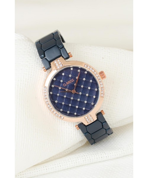 Clariss Marka Metal Kordonlu Zirkon Taşlı Kasa Bayan Saat
