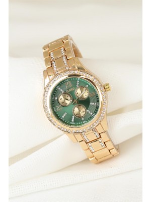 Zirkon Taşlı Dore Renk Clariss Marka Metal Bayan Kol Saati