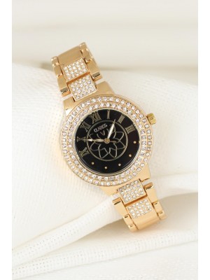 Zirkon Taşlı Dore Renk Clariss Marka Metal Bayan Kol Saati