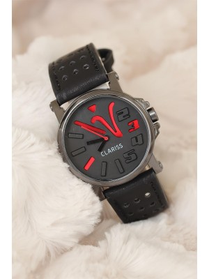 Deri Kordonlu Füme Renk Spor Metal Kasa Clariss Marka Bayan Saat