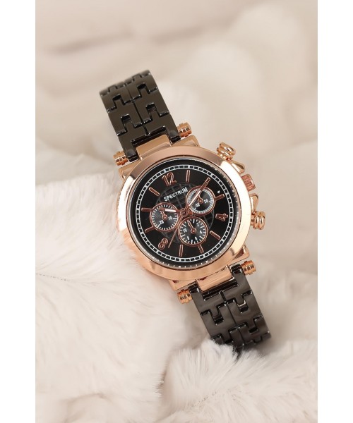 Füme Renk Metal Kordonlu Rose Spor Kasa Bayan Saat