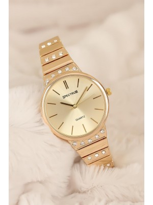 Gold Renk Taşlı Metal Kordonlu Bayan Saat