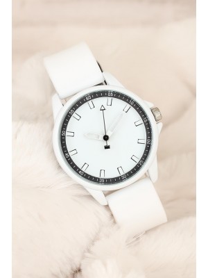 Beyaz Silikon Kordonlu Bayan Kol Saati Saat