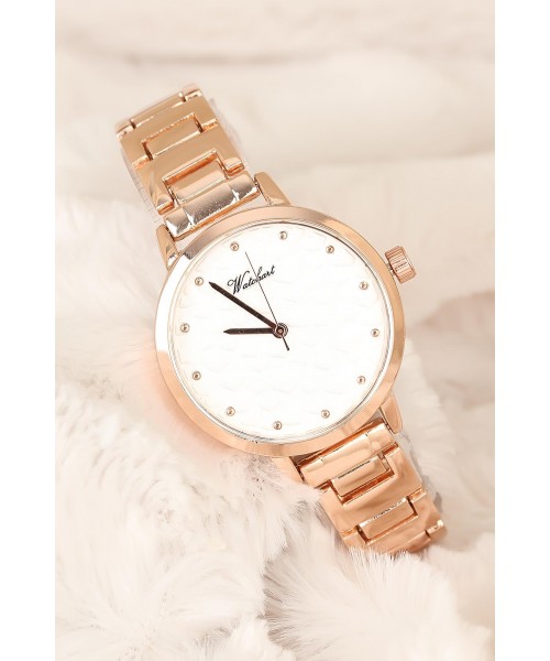 Rose Renk Metal Kordonlu Şık Kasa Bayan Kol Saati
