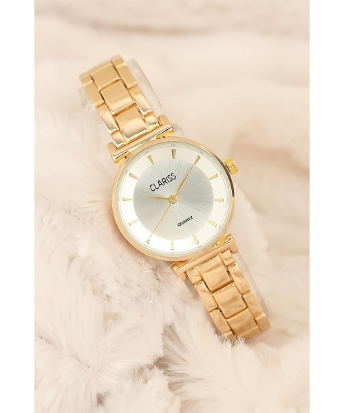 Gold Renk Metal Kordonlu Şık Kasa Clariss Marka Bayan Kol Saati