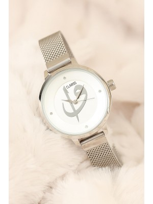 Silver Renk Hasır Metal Kordonlu Clariss Marka Elif Vav Bayan Saat