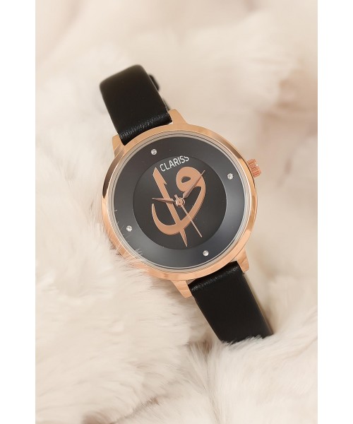 Siyah Deri Kordonlu Clariss Marka Elif Vav Bayan Saat