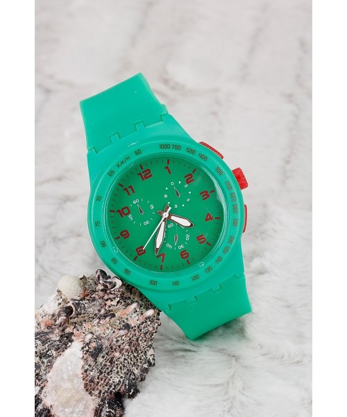 Yeşil Renk Silikon Kordonlu Bayan Saat