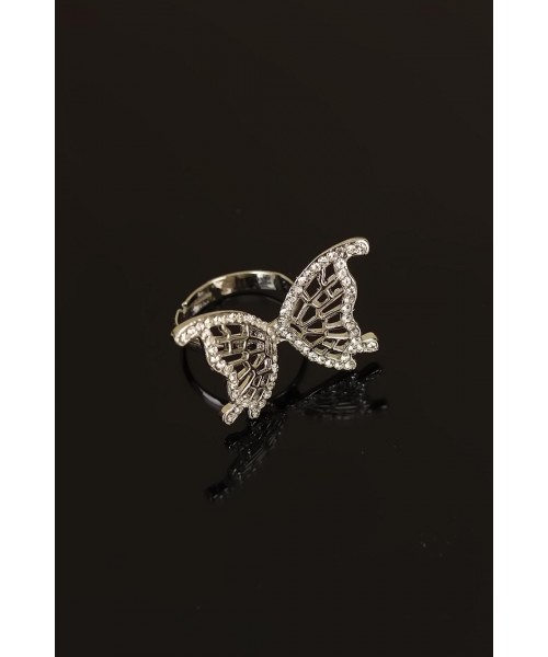 Zirkon Taşlı Silver Renk Metal Kelebek Bayan Yüzük