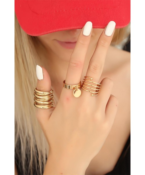Trend Gold Metal Bayan Yüzük Seti Trend Gold Metal Bayan Yüzük Seti