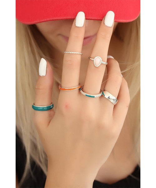 Turkuaz Renk Bayan Yüzük Seti Turkuaz Renk Bayan Yüzük Seti