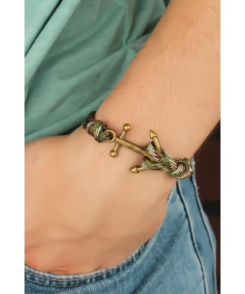 Yeşil Metal Çapalı Erkek Bileklik