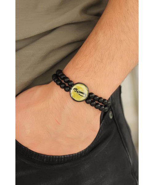 Sarı Metal Atatürk İmza Tasarımlı Siyah Renk Mat Oniks Doğal Taş Erkek Bileklik Sarı Metal Atatürk İmza Tasarımlı Siyah Renk Mat Oniks Doğal Taş Erkek Bileklik