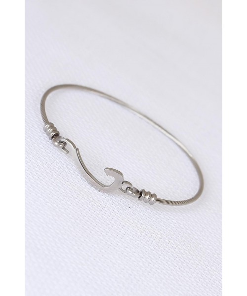 Silver Çelik Kancalı Erkek Kelepçe Bileklik