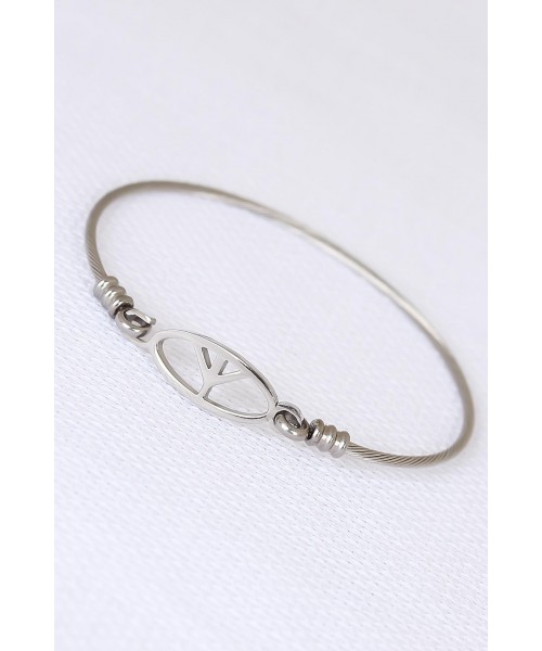 Silver Çelik Barış Figürlü Erkek Kelepçe Bileklik Silver Çelik Barış Figürlü Erkek Kelepçe Bileklik