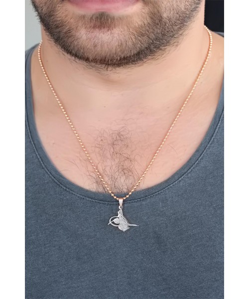 Rose Renk Metal Osmanlı Tuğra Figürlü Erkek Kolye