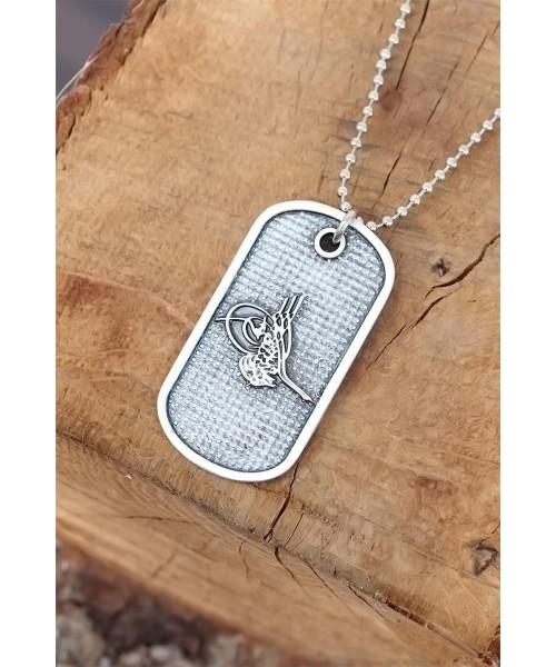 Top Zincirli Osmanlı Tuğrası Tasarım Eskitme Gümüş Renk Kolye