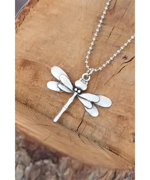 Top Zincirli Yusufçuk Tasarım Eskitme Gümüş Renk Kolye