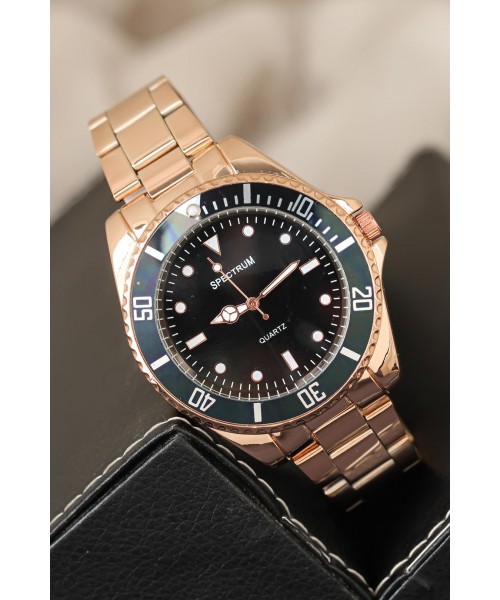 Rose Renk Metal Kordonlu Füme Kasa Erkek Kol Saati