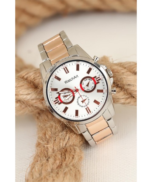 Silver Rose Metal Kordonlu Metal Kasa Erkek Saati