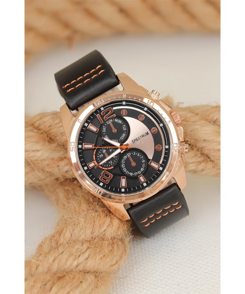 Siyah Renk Kordonlu Rose Metal Kasa Erkek Saat