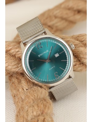 Silver Renkli Hasır Metal Kordonlu Takvimli Clariss Marka Erkek Saat