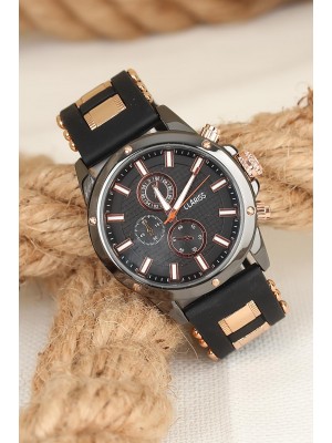 Siyah Renkli Silikon Kordonlu Spor Kasa Clariss Erkek Kol Saati