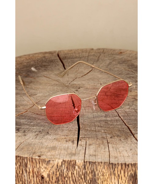 Pembe Renk Retro Rose Metal Çerçeveli Güneş Gözlüğü