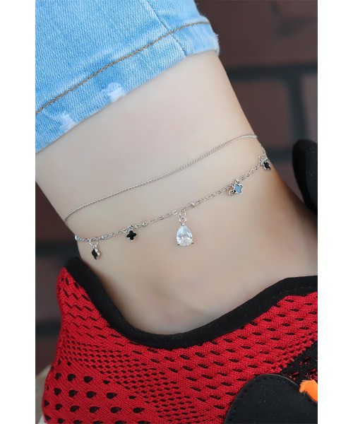 Zirkon Taşlı Silver Renk Çift Zincirli Hal Hal