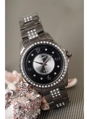 Füme Renk Metal Kordonlu Zirkon Taşlı Kasa Ferrucci Marka 2 Yıl Garantili Bayan Kol Saati