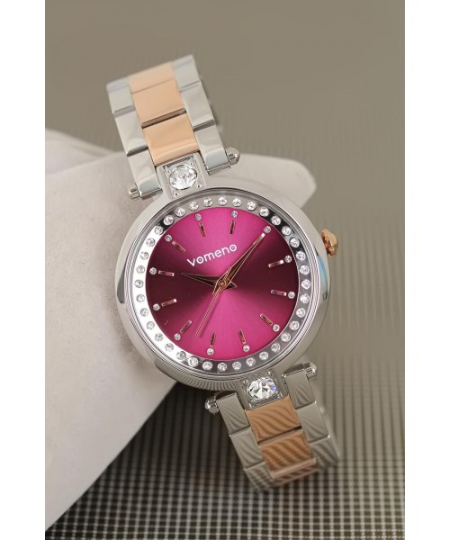 Gümüş Renk Taşlı Kasa Pembe Renk Tasarımlı Vomeno Marka 2 Yıl Garantili Bayan Kol Saati Gümüş Renk Taşlı Kasa Pembe Renk Tasarımlı Vomeno Marka 2 Yıl Garantili Bayan Kol Saati