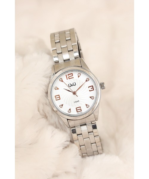 Q&amp;Q Marka Silver Renk Kaplama Metal Kordonlu Spor Kasa 2 Yıl Garantili Bayan Kol Saati