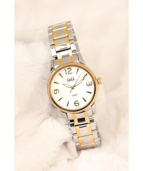 Q&amp;Q Marka Gold Silver Kaplama Metal Kordonlu 2 Yıl Garantili Bayan Kol Saati
