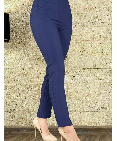 Yeni Sezon Likralı Kumaş Pantalon  -İndigo