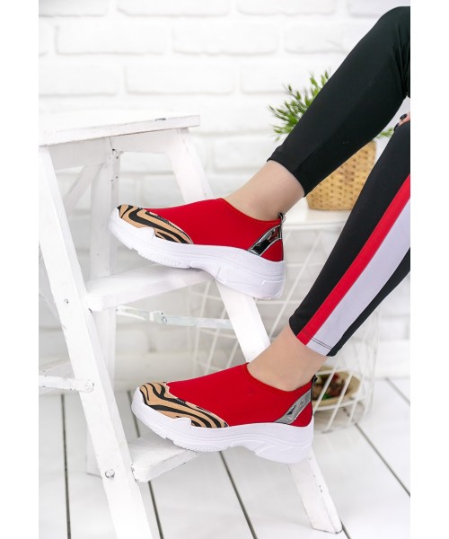 Vienna Kırmızı Leopar Detaylı Spor Ayakkabı