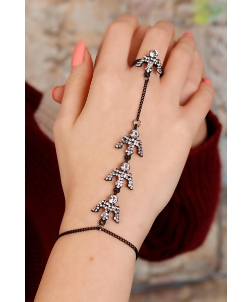 Zirkon Taşlı Siyah Renk Metal Bayan Şahmeran Zirkon Taşlı Siyah Renk Metal Bayan Şahmeran